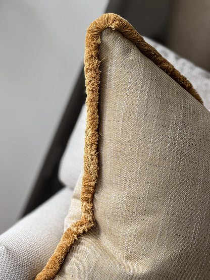 OCHRE | Yellow Textured Fringe Cushion