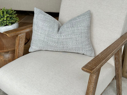 Luxury grey herringbone lumbar cushion 