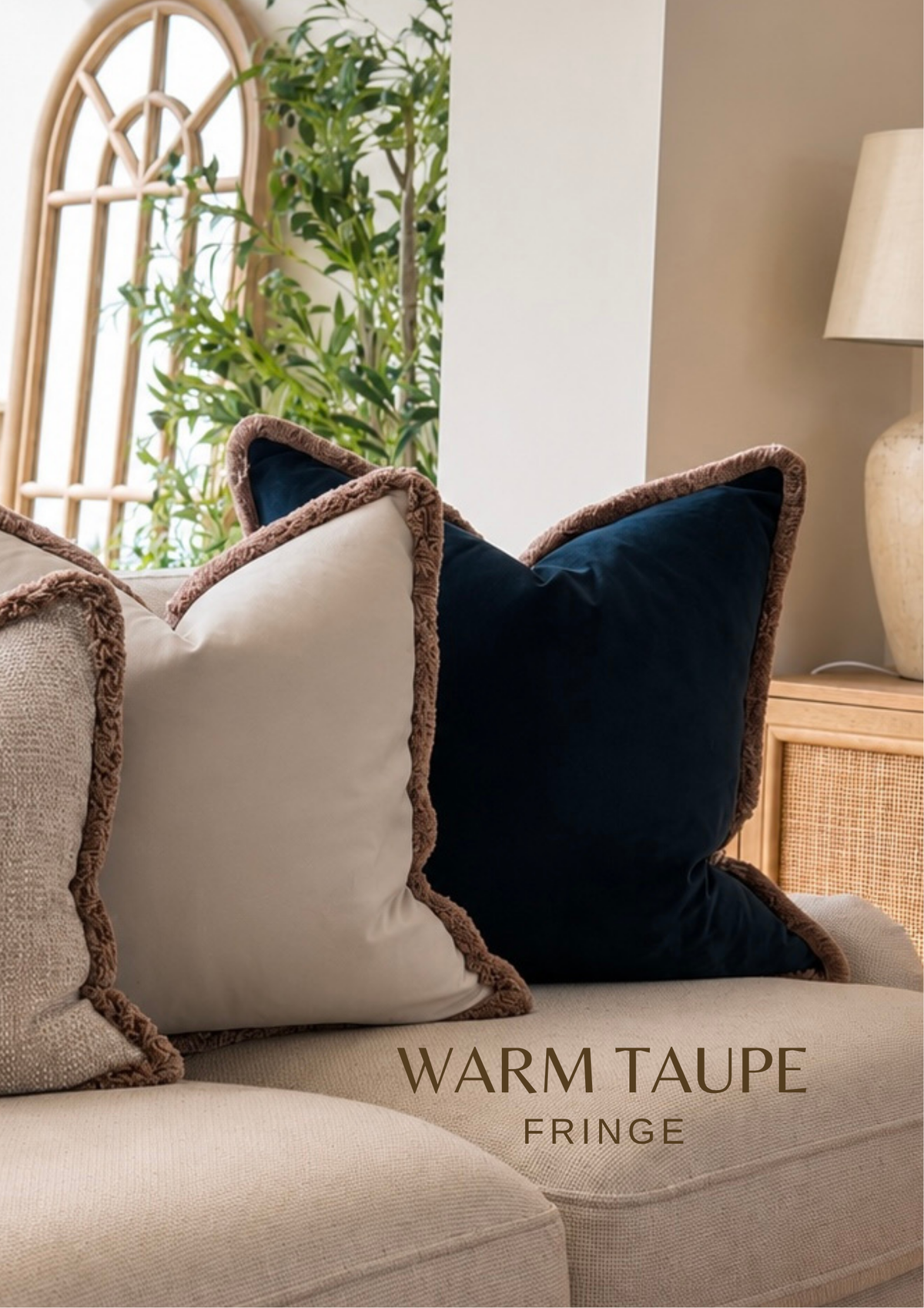 DARK NAVY | Velvet Fringed Cushion