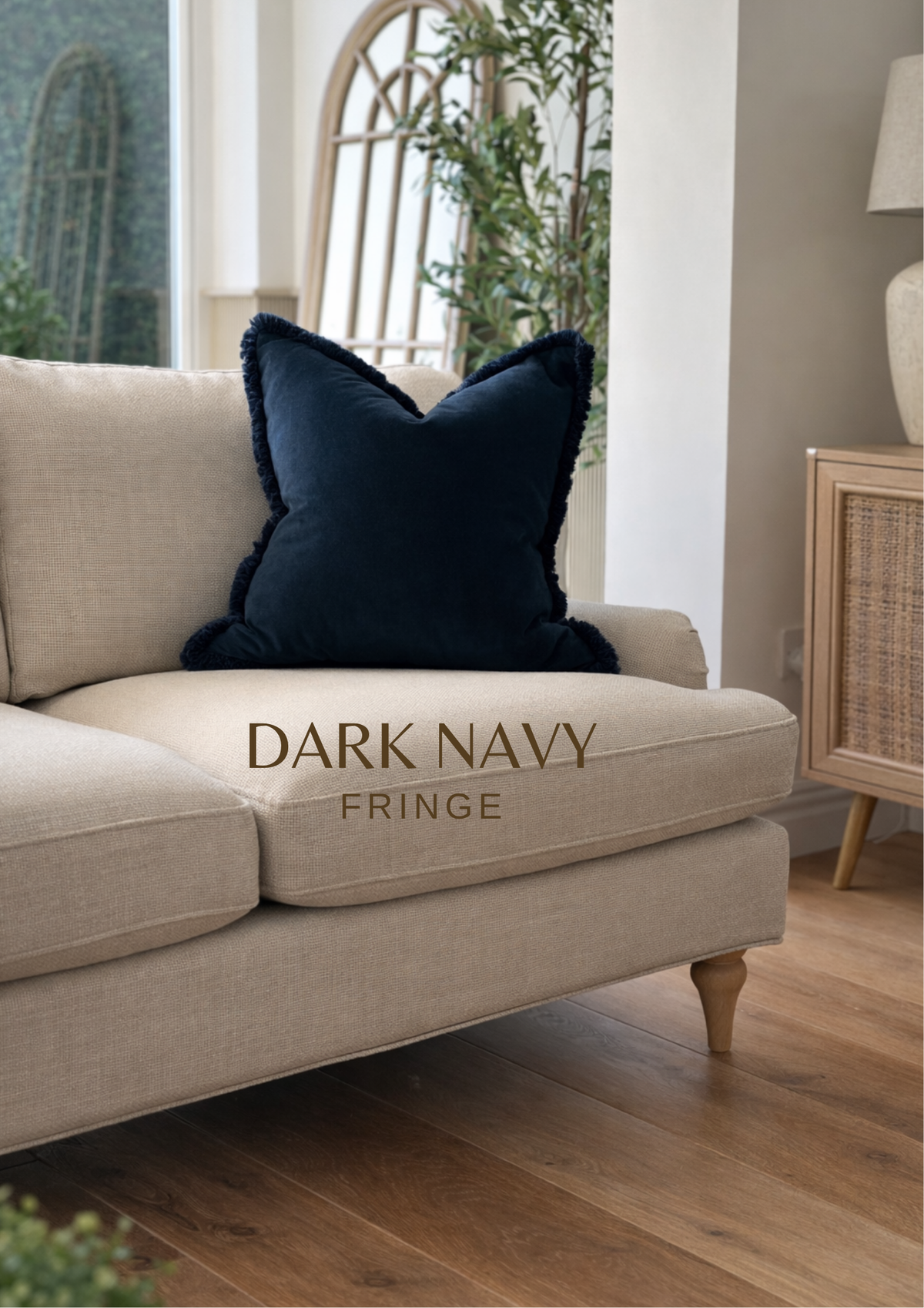 DARK NAVY | Velvet Fringed Cushion