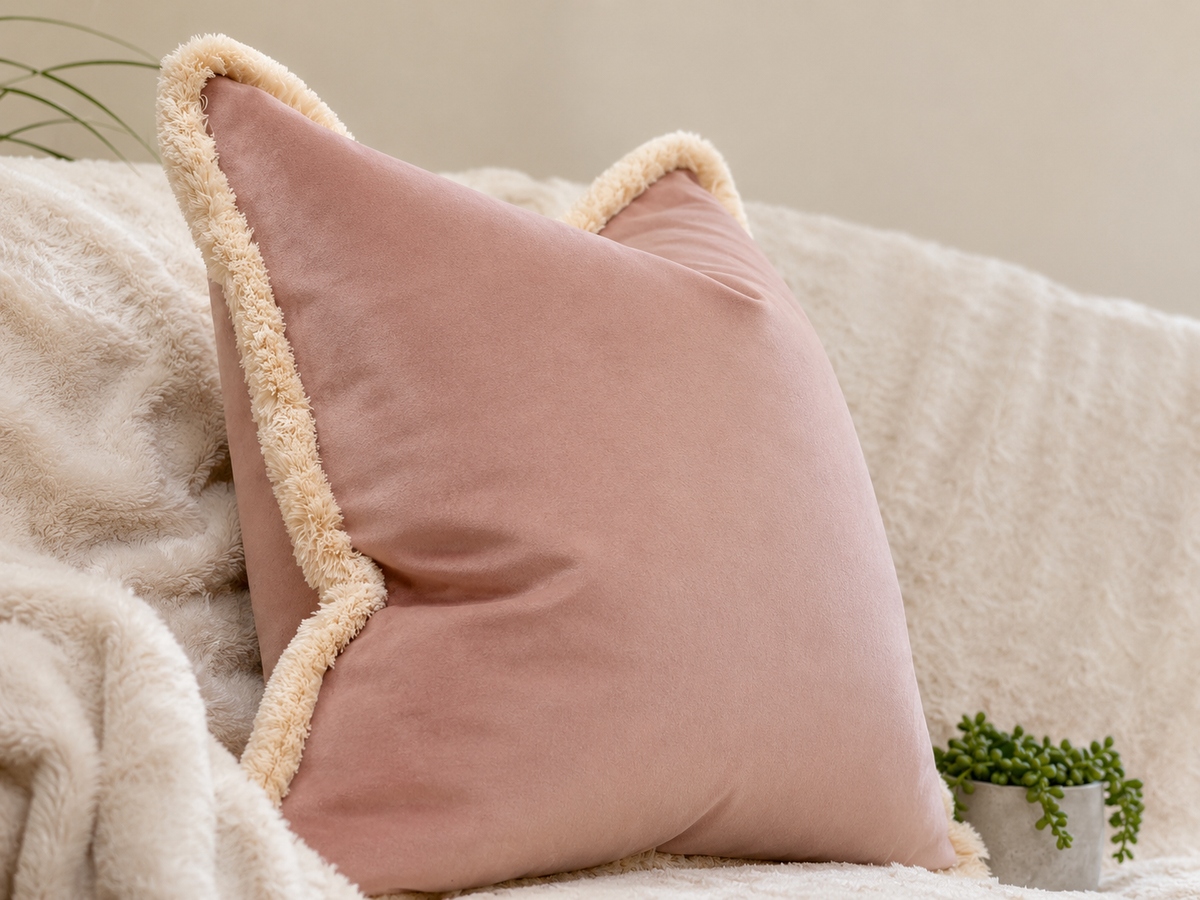BLUSH VELVET | Fringed Cushion