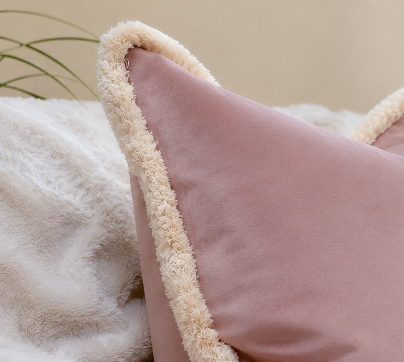 BLUSH VELVET | Fringed Cushion