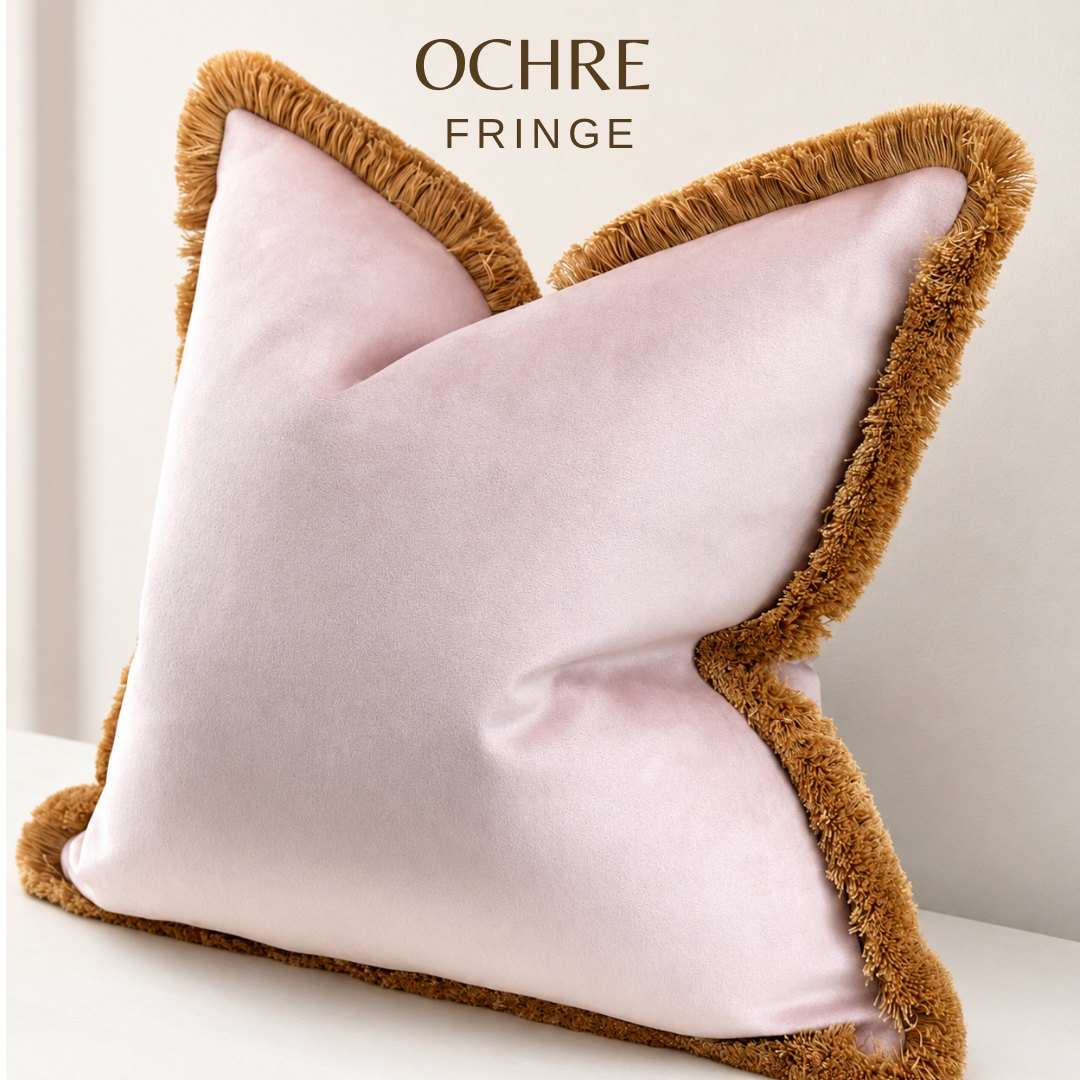 BLUSH VELVET | Fringed Cushion