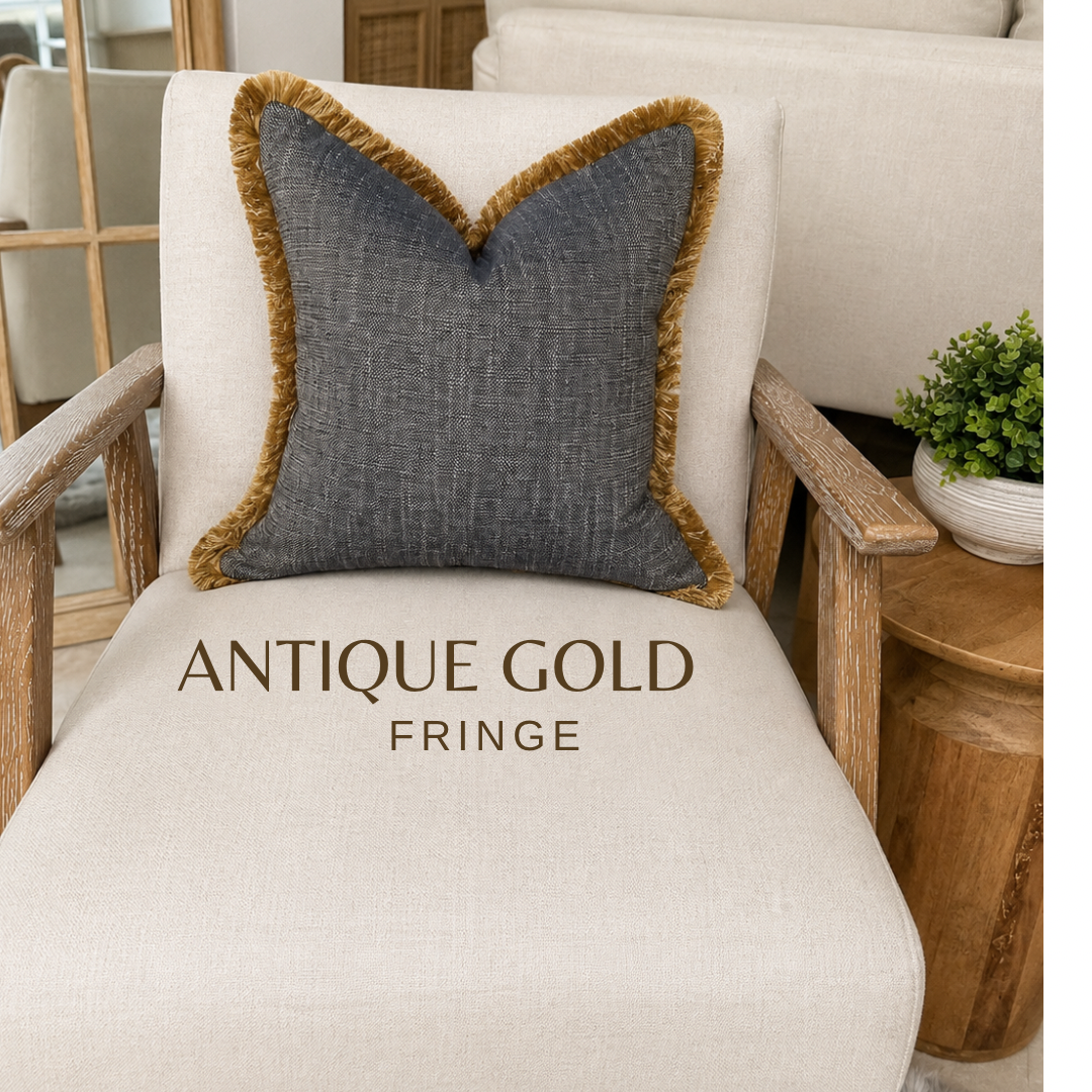 MIDNIGHT | Blue Textured Fringed Cushion