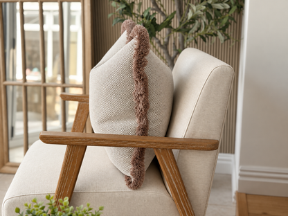 ATHENA | Textured Beige Fringed Cushion