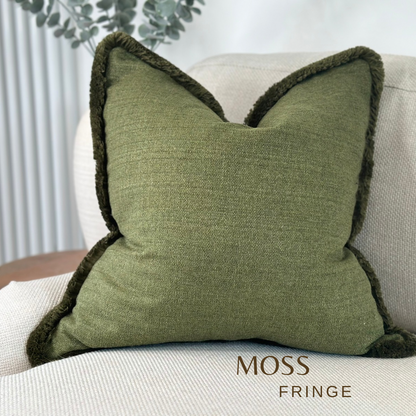 FERN | Green cushion - Fringed or piped
