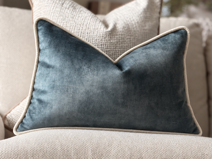 Luxury aqua blue velvet cushion