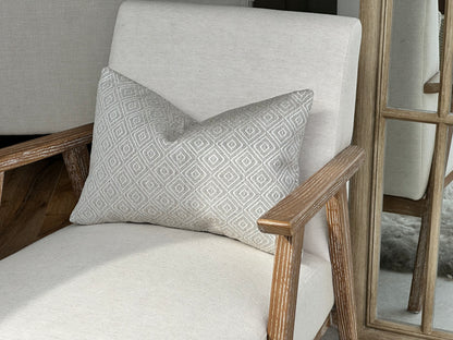 Luxury cream patterned rectangle cushion. Modern organic home style.