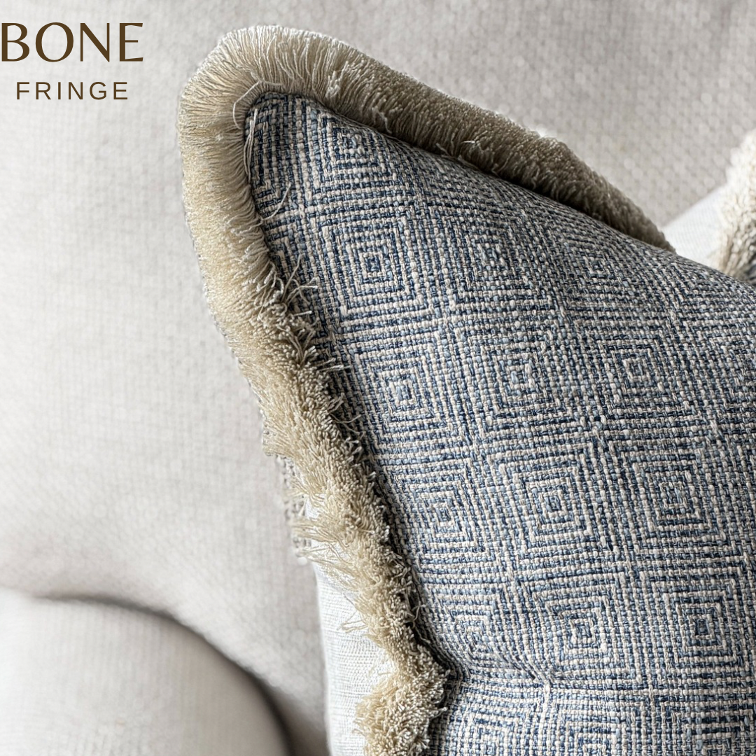 Woven blue geometric cushion