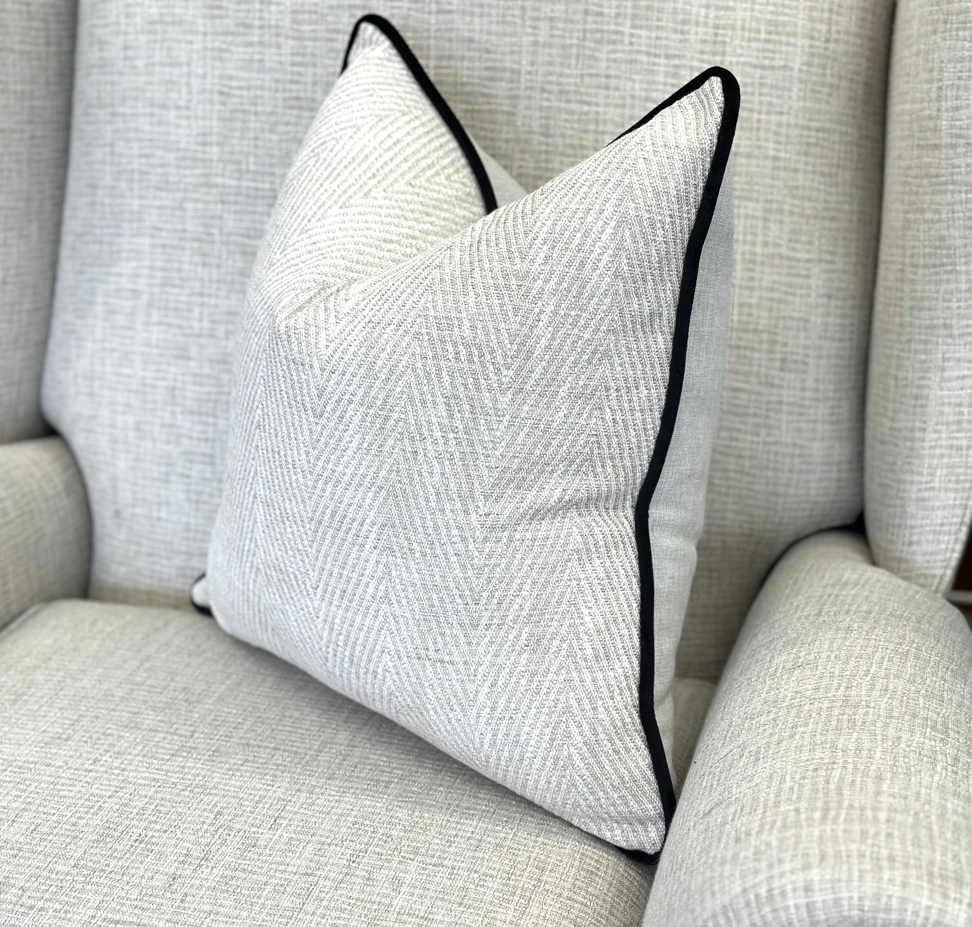 natural herringbone cushion