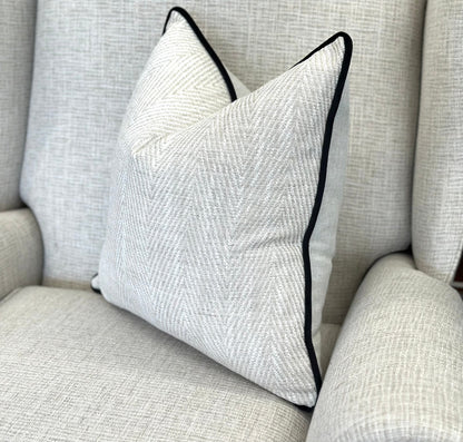 natural herringbone cushion